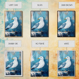Seagull Portrait Framed Canvas Print Coastal Bird Painting, Nautical Wall Art, Beach House Decor, Ocean Wildlife Artwork, Summer Gift