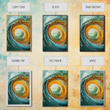 Ocean Wave Swirl Canvas Print | Abstract Beach Wall Art | Turquoise Gold Painting | Coastal Home Decor | Surfer Wall Art