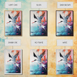 Soaring Bird Framed Canvas Print Coastal Wall Art, Seabird Painting, Ocean Blue Decor, Modern Minimalist Art, Vibrant Nature Artwork