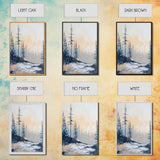 Misty Forest Framed Canvas Print Winter Landscape Wall Art, Nordic Minimalist Decor, Moody Nature Painting, Serene Living Room Artwork