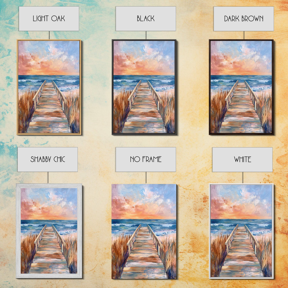 Coastal Sunset, Beach Boardwalk, Seascape Painting, Nautical Wall Art, Coastal Decor, Living Room Art, Canvas Print, Gift Idea