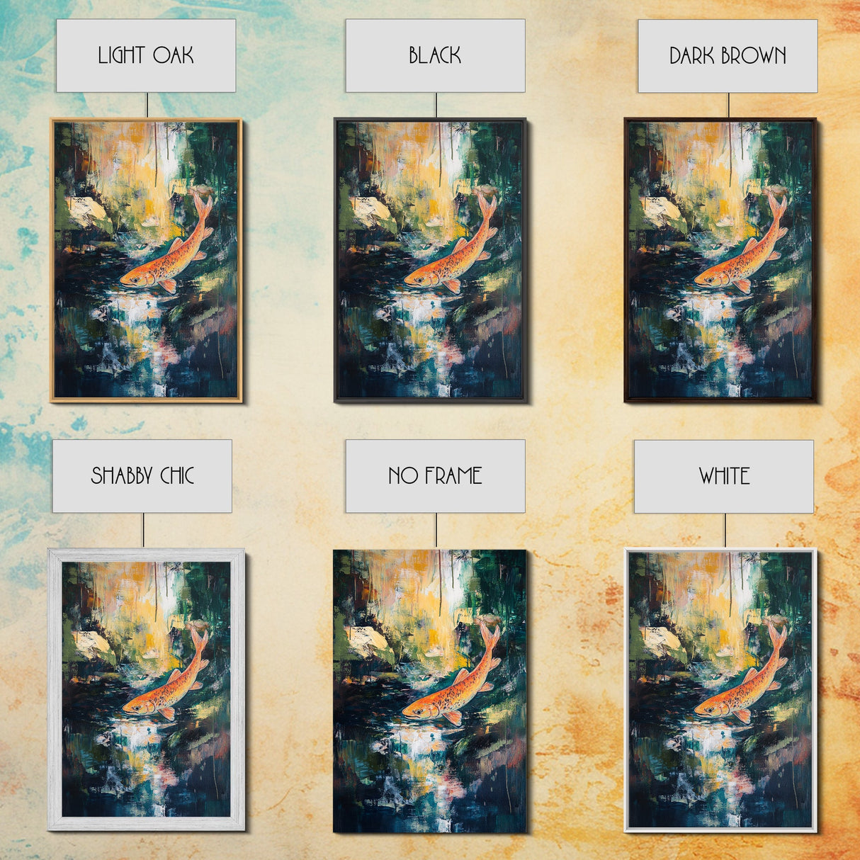 Abstract Koi Fish Painting Canvas Print Vibrant Water Art Modern Home Decor Zen Wall Art Office Nature Art Gift Meditation Artwork