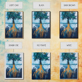 Tree With Golden Roots Canvas Print Surreal Nature Wall Art Abstract Landscape Painting Living Room Decor Earth Tones Artwork