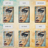 Blue Eye Portrait Canvas Print Realistic Face Painting Modern Wall Art Feminine Home Decor Urban Street Style Artwork Unique Gift