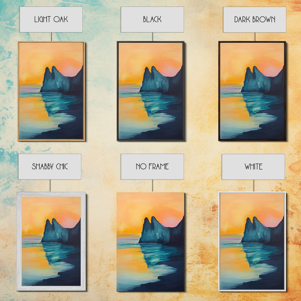 Sunset Cliff, Coastal Landscape Art, Seascape Painting, Ocean Wall Art, Living Room Art, Above Sofa Art, Framed Canvas Print