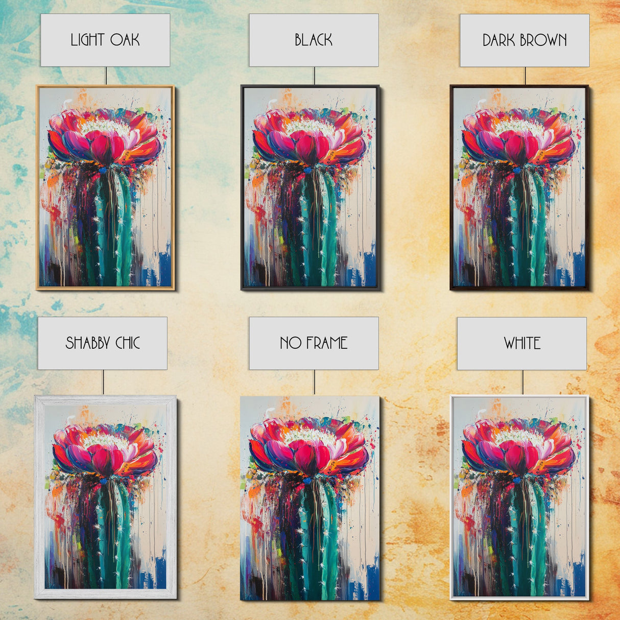 Cactus Flower, Botanical Prints, Southwest Wall Art, Boho Art, Moody Art, Rustic Wall Art, Living Room Art, Canvas Print