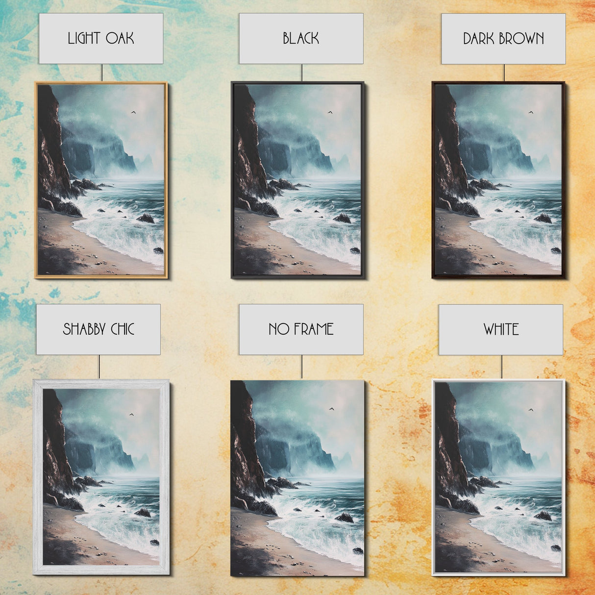 Stormy Coast, Dark Romance Painting, Moody Art, Seascape Painting, Ocean Landscape, Above Couch Art, Framed Canvas Print