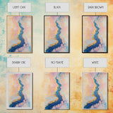 River Gold, gemstone painting, abstract landscape painting, pastel wall art, wabi sabi wall art, Framed Canvas Print, gift idea for her