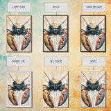 crayfish painting, rustic wall art, framed canvas print, coastal decor, nautical wall art, Maine oil painting, farmhouse art