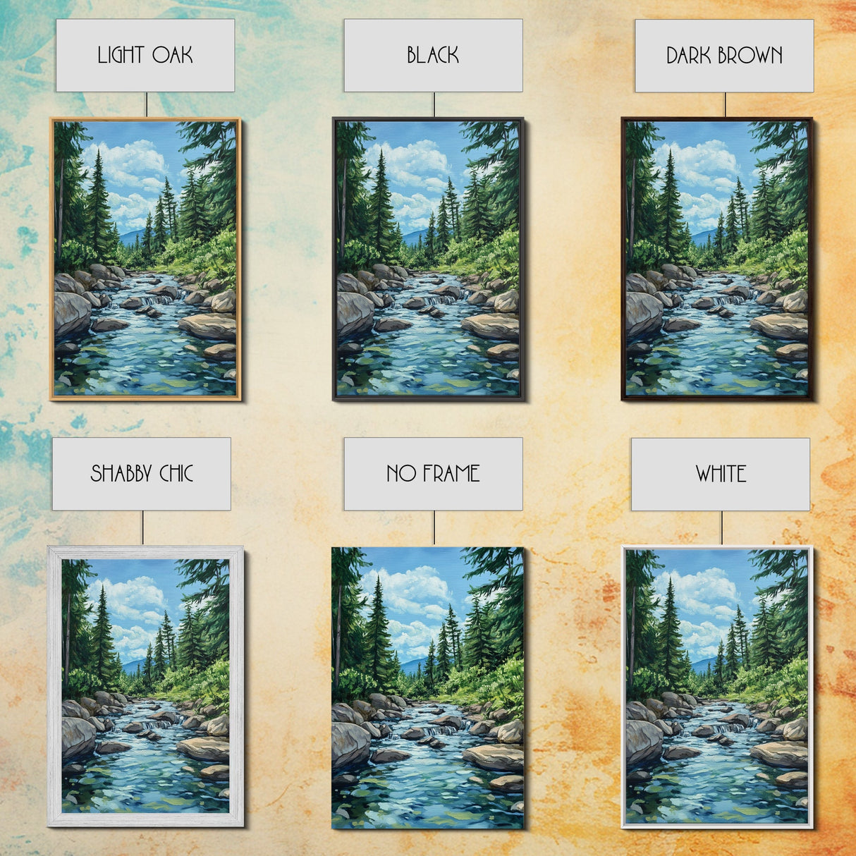 pine tree art, landscape painting, framed canvas print, mountain painting, rustic wall art, above couch art, farmhouse art