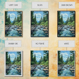 pine tree art, landscape painting, framed canvas print, mountain painting, rustic wall art, above couch art, farmhouse art