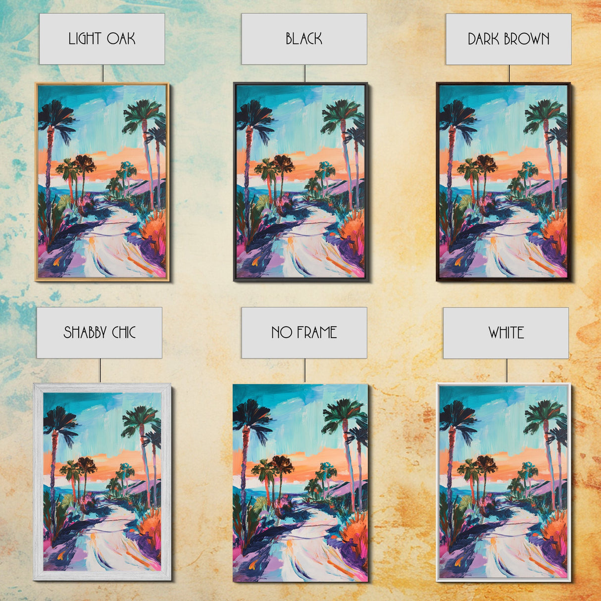 Palm Sunset, Coastal Cowgirl Wall Art, Southwest Wall Art, Surf Wall Art, Pink Orange Wall Art, Canvas Print, Extra Wide Art
