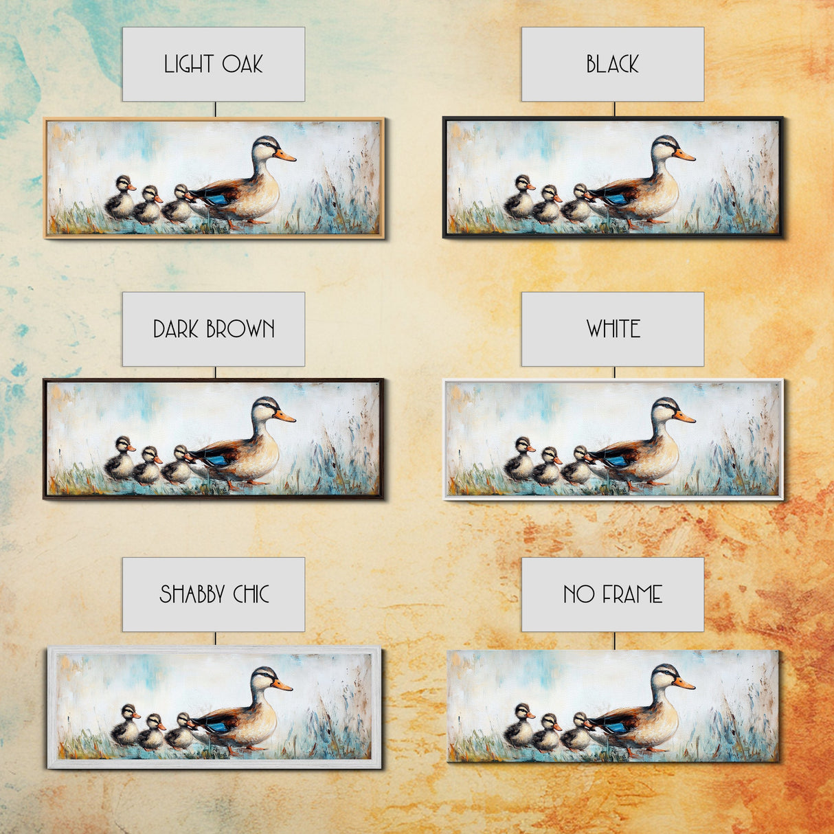 Mother Duck and Ducklings, Whimsical Farmhouse Animal Wall Art, Cute Baby Ducks Painting, Cozy Country Decor, Nursery Artwork