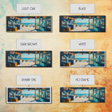 Oceanfront Cafe Scene Canvas Print Beach Bar Wall Art Coastal Decor Seaside Painting Rustic Art Dining Room Kitchen Living Room