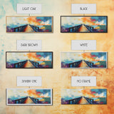 Sunset Pier Canvas Print Vibrant Coastal Wall Art Colorful Dock Painting Beach House Decor Abstract Landscape Nautical Living Room