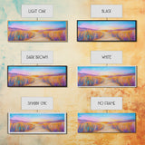 Serene Desert Sunset Path Framed Canvas Print, Southwestern Landscape Wall Art, Warm Earthy Tones, Nature Decor, Living Room Art