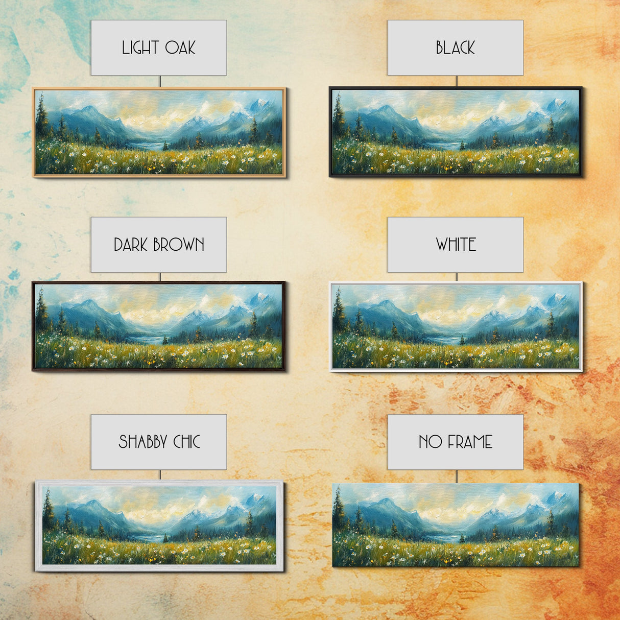 Mountain Lake Meadow Painting, Serene Nature Landscape, Cozy Cabin Art, Blue and Green Rustic Bedroom Wall Decor, Framed Canvas Print
