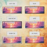 Pink Sunset, Romantic Ocean Painting, Vibrant Seascape Wall Art, Coastal Home Decor, Canvas Print, Dreamy Sky, Bedroom Artwork