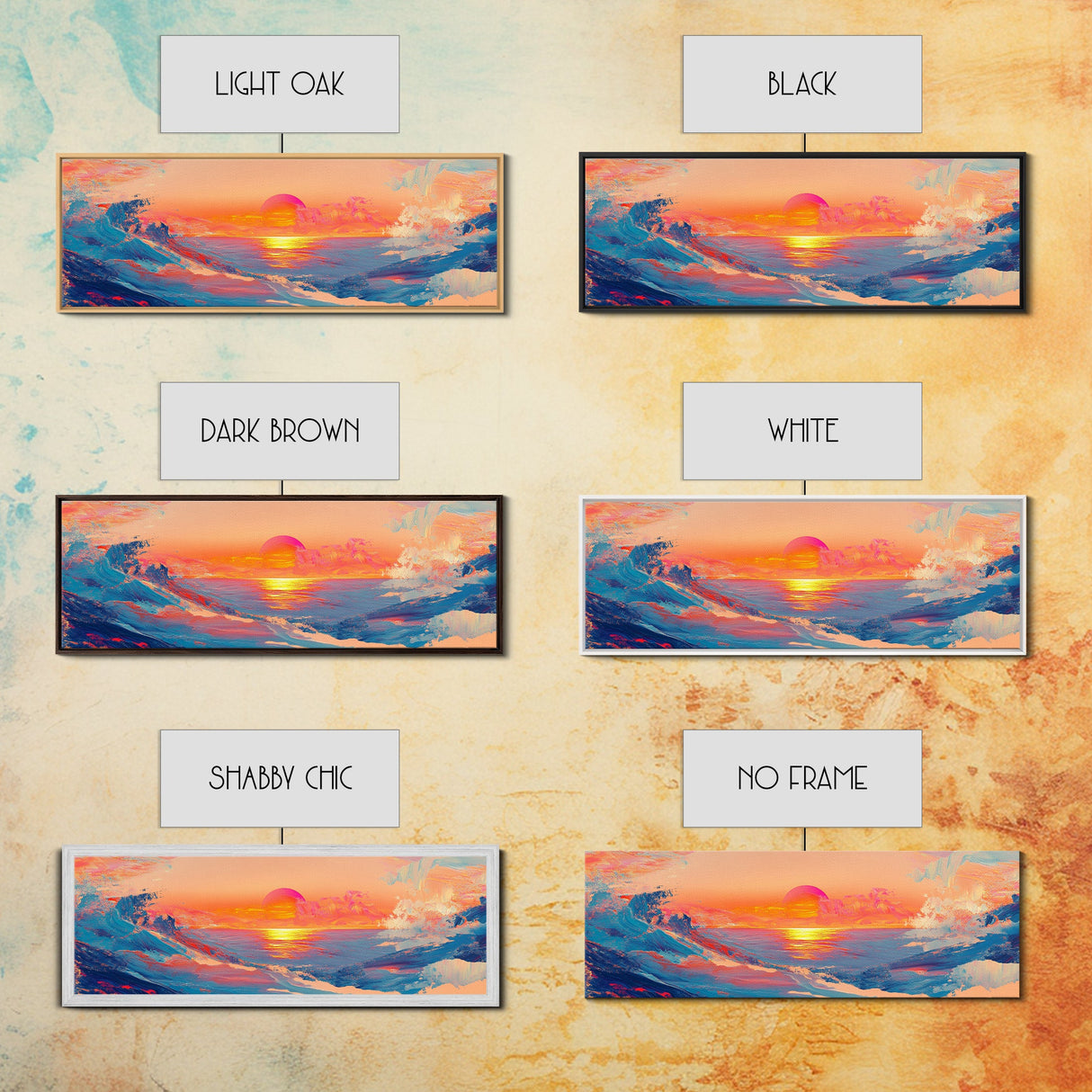 Sunset Glow, Scenic Ocean Painting, Warm Beach Art, Coastal Decor, Framed Canvas Print, Living Room Artwork, Ocean Lover Gift