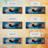 Underwater, Swimmer, Colorful, Abstract, Canvas Print, Vibrant Art, Living Room Decor, Ocean Wall Art, Modern Painting