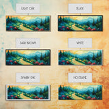 Forest Trail, Scenic Landscape Art, Green Nature Painting, Serene Hiking Scene, Cabin Wall Decor, Home Print, Framed Canvas Print