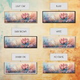 Print Blooming Lotus Flower Wall Art, Boho Floral Artwork, Feminine Botanical Decor, Bedroom Art, Pink and Blue Painting