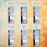 Blossom Beach, Floral Coastal Art, Pink and Blue Decor, Modern Seascape, Romantic Spring Aesthetic, Dreamy Nature Scene, Canvas Print