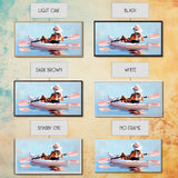 Kayaker, Summer Adventure, Water Sports Art, Canvas Print, Minimalist Wall Decor, Coastal Home Art, Boho Beach Painting, Modern Artwork
