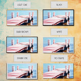 Dock on Water, Minimalist Seascape, Coastal Decor, Nautical Wall Art, Modern Beach Home, Summer Vibes, Blue Wall Art, Framed Canvas Print