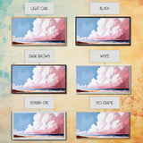 Cloudscape, Dreamy Sky, Coastal Horizon, Framed Canvas Print, Minimalist Art, Blue and Pink Decor, Bedroom Wall Art, Sky Lover Gift