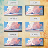 Sunset Glow, Cloud Reflections, Pastel Sky, Framed Canvas Print, Beach House Decor, Aesthetic Landscape, Contemporary Art, Serene Home Accent