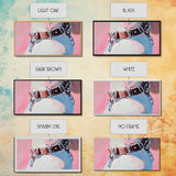 Leather Belt, Western Fashion, Modern Cowboy Art, Chic Home Decor, Framed Canvas Print, Minimalist Pink and Blue Wall Art