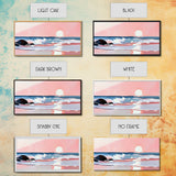 Sunset Beach, Ocean Waves, Framed Canvas Print, Coastal Wall Art, Pink Sky Painting, Living Room Decor, Tropical Seascape