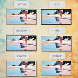 Woman, Reflection, Shoreline, Framed Canvas Print, Feminine Art, Modern Minimalist, Relaxing Home Decor, Pastel Coastal Painting