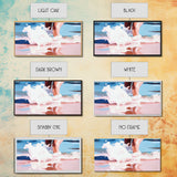 Ocean Waves, Coastal Beach Art, Water Splash Photography, Summer Boho Print, Blue and Pink Pastel Tones, Framed Canvas Print, Bathroom Art