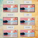 Pink Sunset, Ocean Waves, Coastal Art, Beach Decor, Framed Canvas Print, Modern Wall Art, Nautical Art, Living Room Wall Art