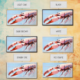 Lobster Art, Seafood Kitchen, Coastal Decor, Nautical Art, Framed Canvas Print, Ocean Inspired Wall Art, Beach House Aesthetic, Modern Artwork