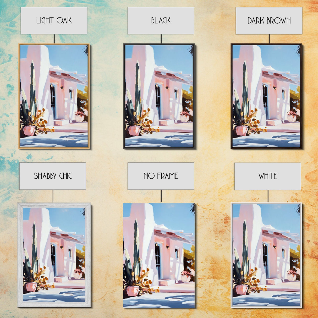 Desert House, Southwest Art, Warm Aesthetic, Boho Home, Framed Canvas Print, Modern Rustic Decor, Living Room Wall Art, Earthy Colors