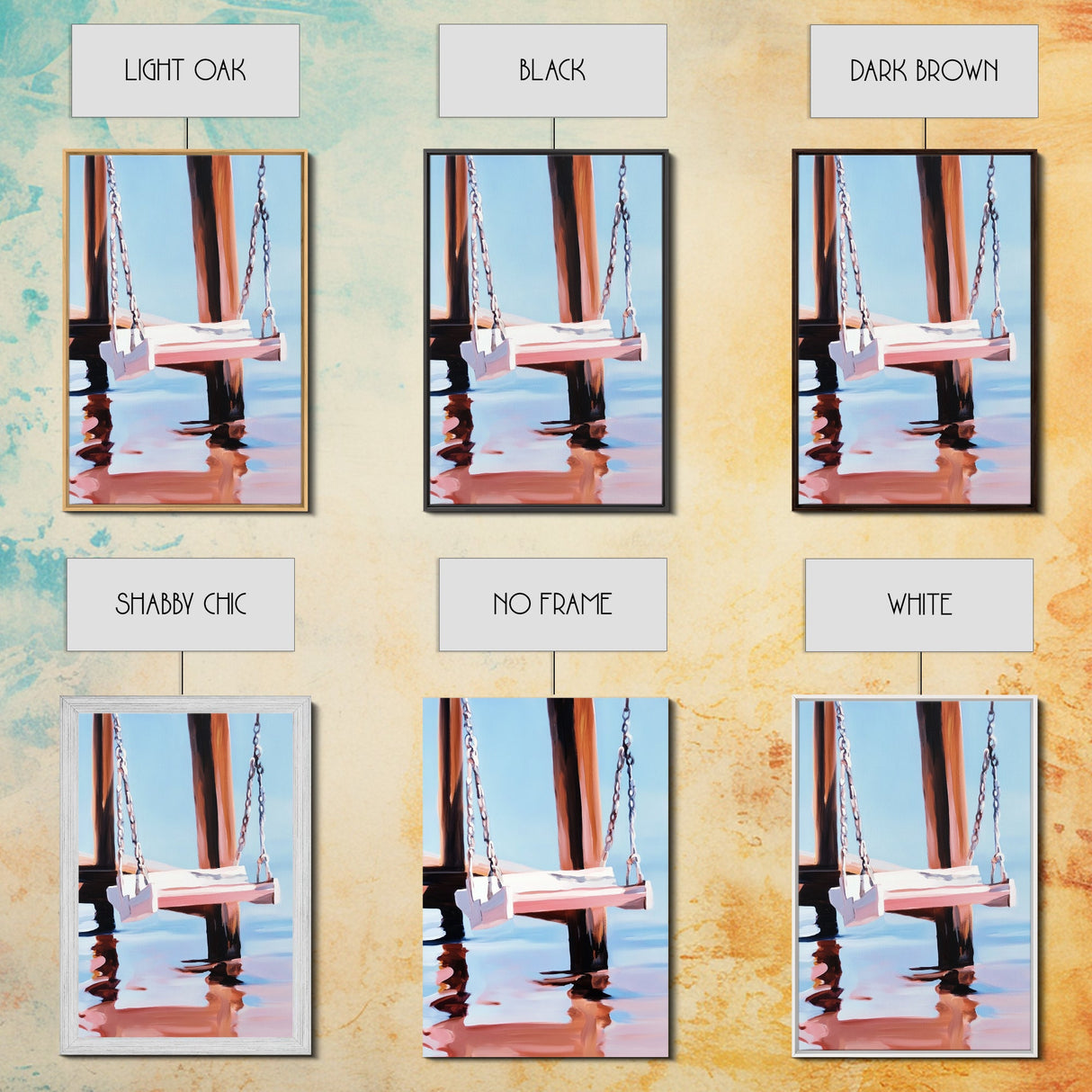 Dock Swing, Reflection Art, Nautical Decor, Relaxing Beach Scene, Minimalist Water Art, Canvas Print, Coastal Wall Art, Rustic Charm