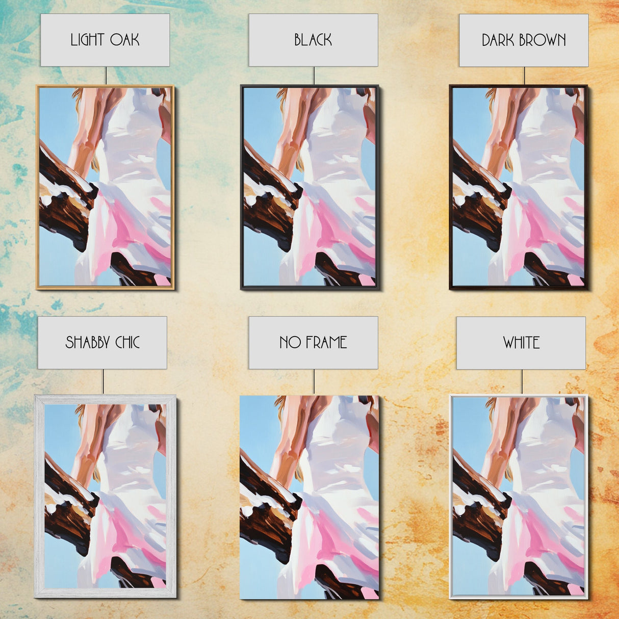 Summer Dress, Breezy Style, Feminine Art, Carefree Vibes, Romantic Aesthetic, Canvas Print, Bedroom Wall Art, Modern Fashion Painting