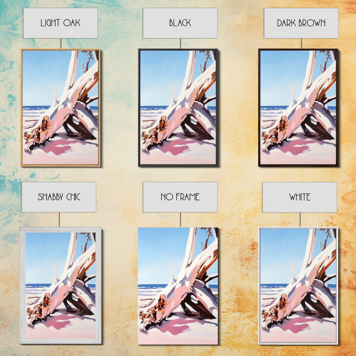 Driftwood Art, Coastal Scene, Beach Sunset, Rustic Ocean Decor, Bohemian Style, Canvas Print, Living Room Wall Art, Nautical Home Decor