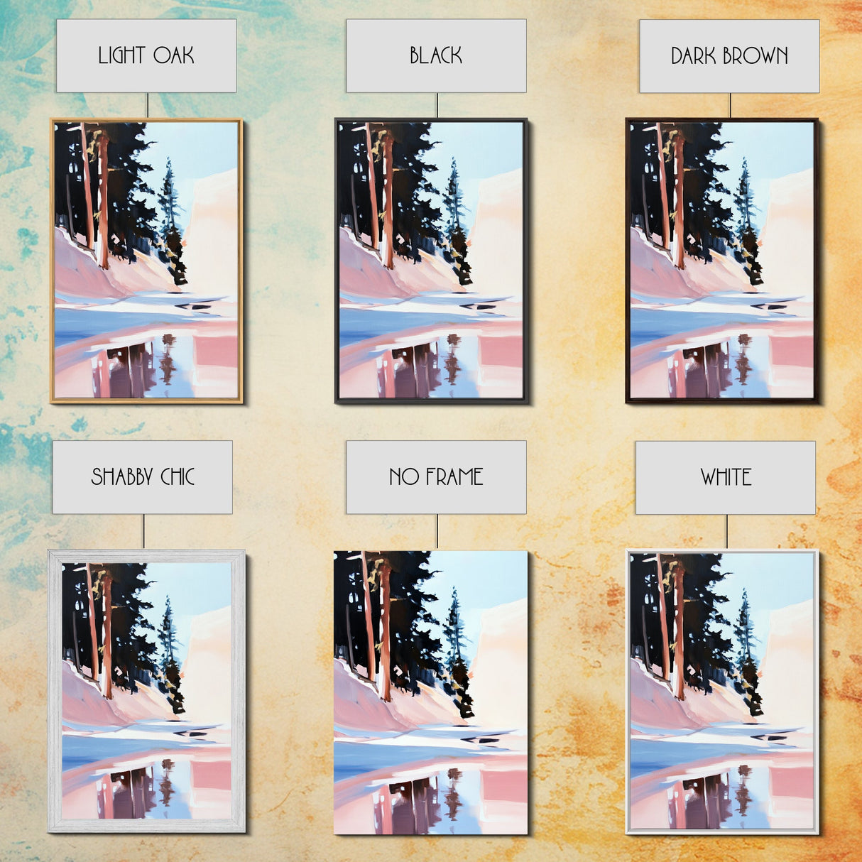 Snowy Pines, Winter Wonderland, Forest Reflection, Canvas Print, Cozy Cabin Decor, Christmas Wall Art, Minimalist Landscape Painting