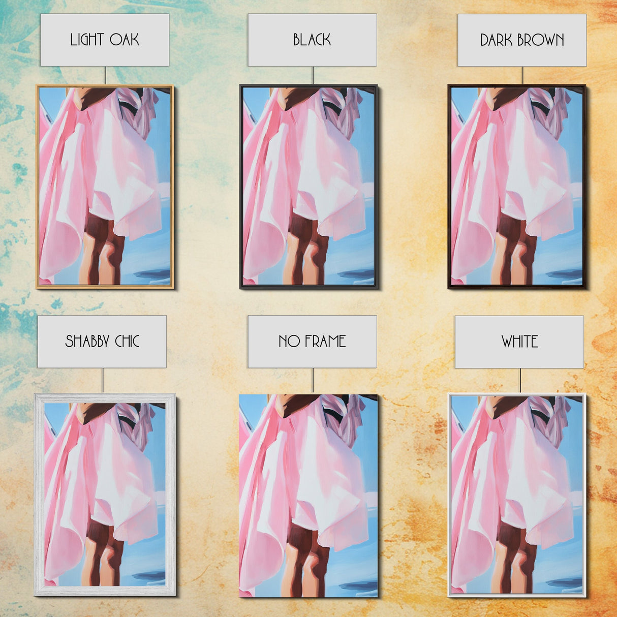 Flowing Dress, Feminine Art, Soft Aesthetic, Elegant Style, Framed Canvas Print, Fashion Illustration, Romantic Home Decor, Bedroom Art