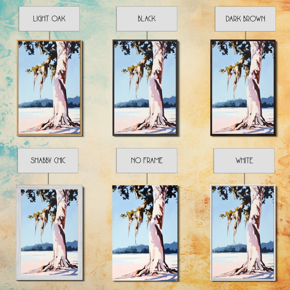 Rustic Tree Painting, Nature Wall Art, Moody Landscape, Framed Canvas Print, Neutral Tones, Boho Art, Living Room Wall Art, Farmhouse Decor