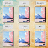 Snowy Mountain Art, Pastel Landscape, Modern Nature Print, Framed Canvas Print, Winter Decor, Minimalist Wall Art, Cozy Home Aesthetic