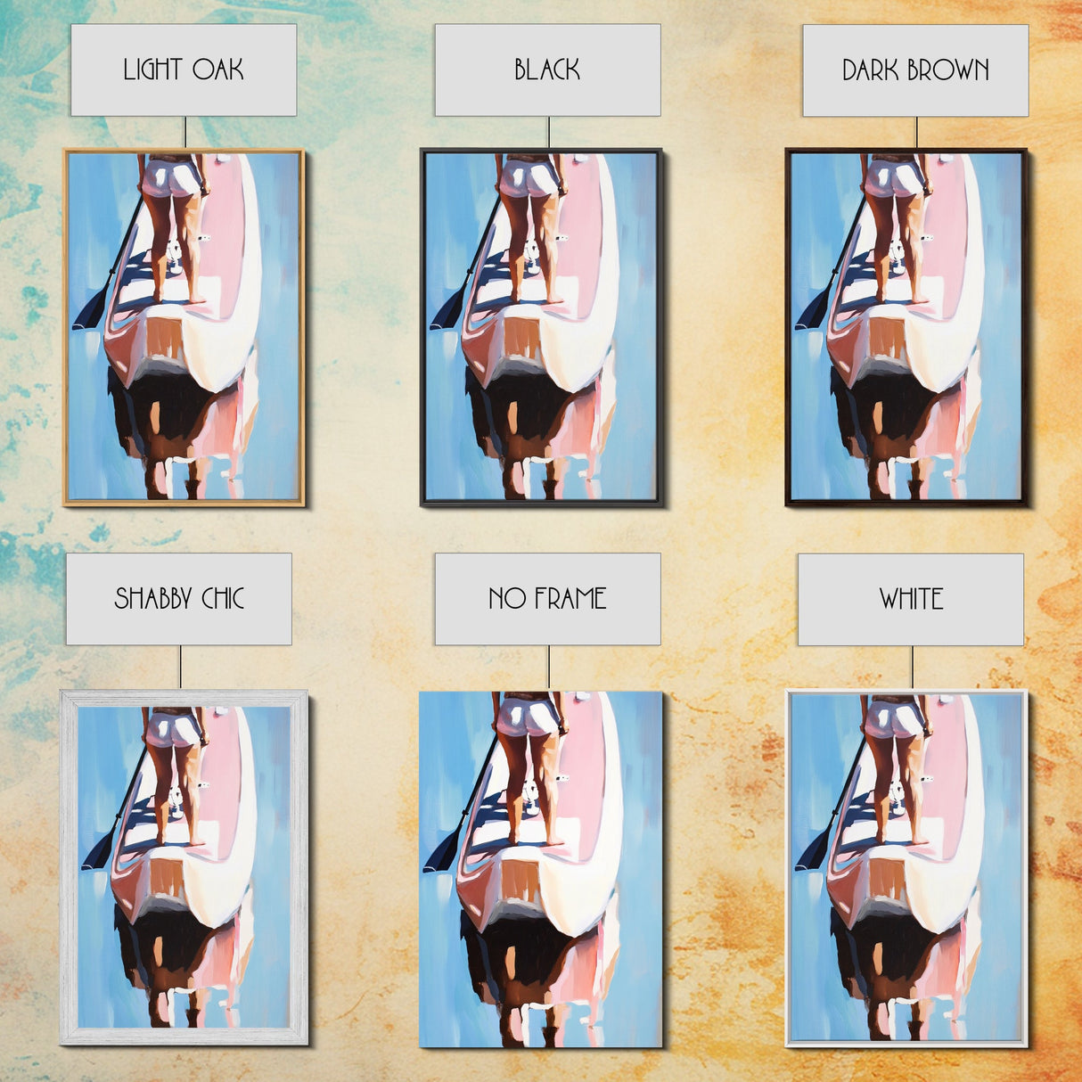 Paddleboarding, Water Sports Art, Ocean Adventure, Summer Beach Vibes, Framed Canvas Print, Coastal Home Decor, Lakehouse Art