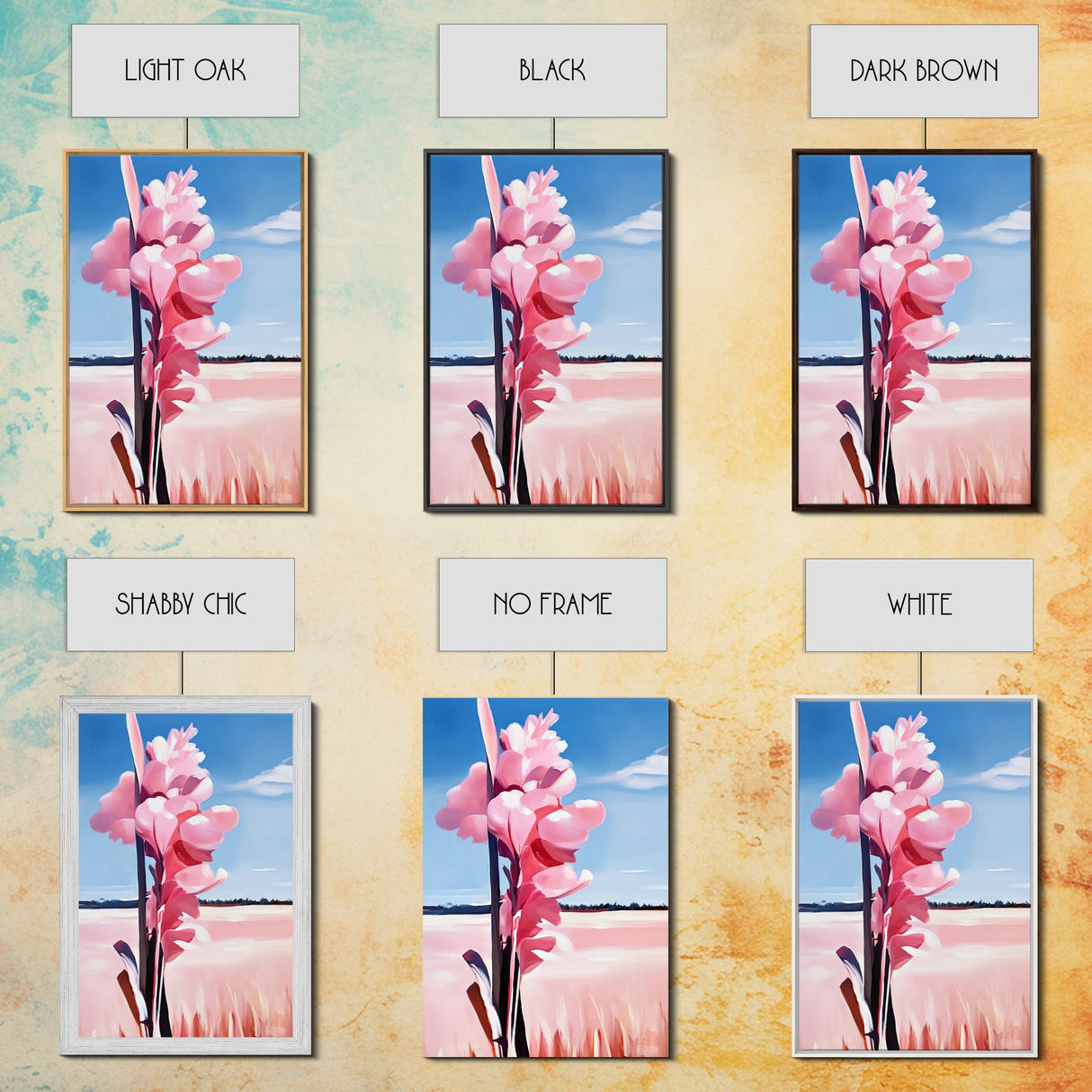 Pink Wildflower, Country Landscape, Nature Scene, Rustic Home Decor, Farmhouse Art, Spring Aesthetic, Framed Canvas Print, Entryway
