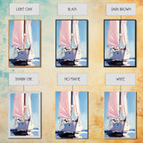 Sailboat, Nautical Decor, Ocean Theme, Maritime Art, Coastal Wall Art, Blue and Pink, Travel Inspired, Framed Canvas Print, Living Room