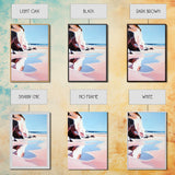 Cliffside Beach, Coastal Retreat, Relaxing Seascape, Ocean View, Soft Pastels, Tranquil Art, Summer Vibes, Framed Canvas Print