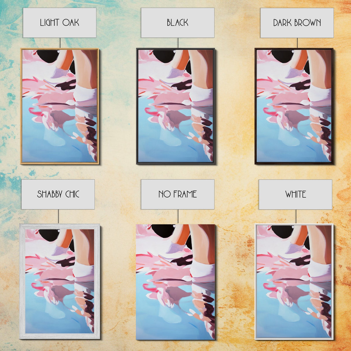 Dreamy Reflections, Surreal Water Art, Blue and Pink Painting, Modern Abstract Decor, Bedroom Wall Art, Framed Canvas Print